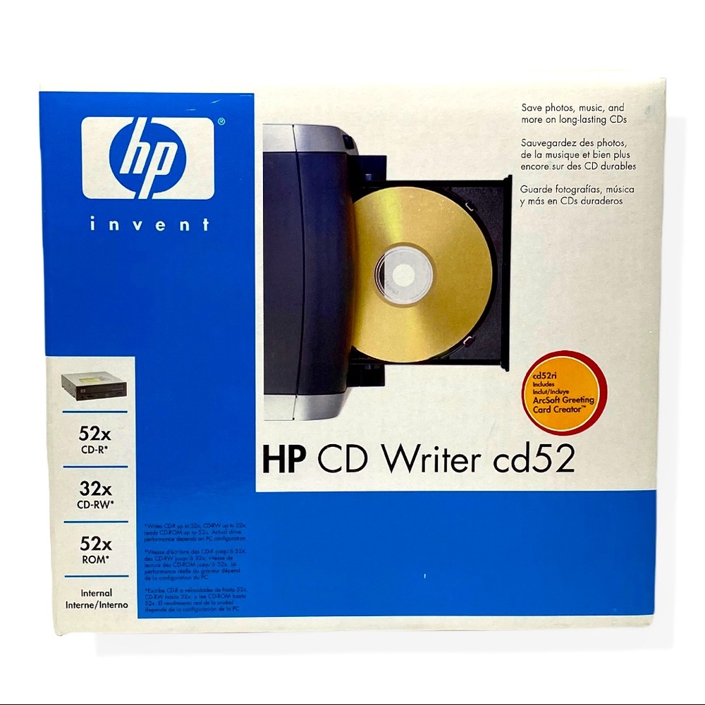 HP CD Writer CD52 New in Box CD52ri w/Arcsoft Greeting Card Creator